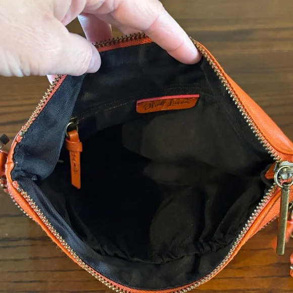 Elliott Lucca Women's Orange Vegan Leather Crossbody Purse - Picture 8 of 12
